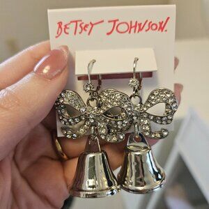Betsey Johnson Prenup Bells Wedding Bells Crystal Earrings
